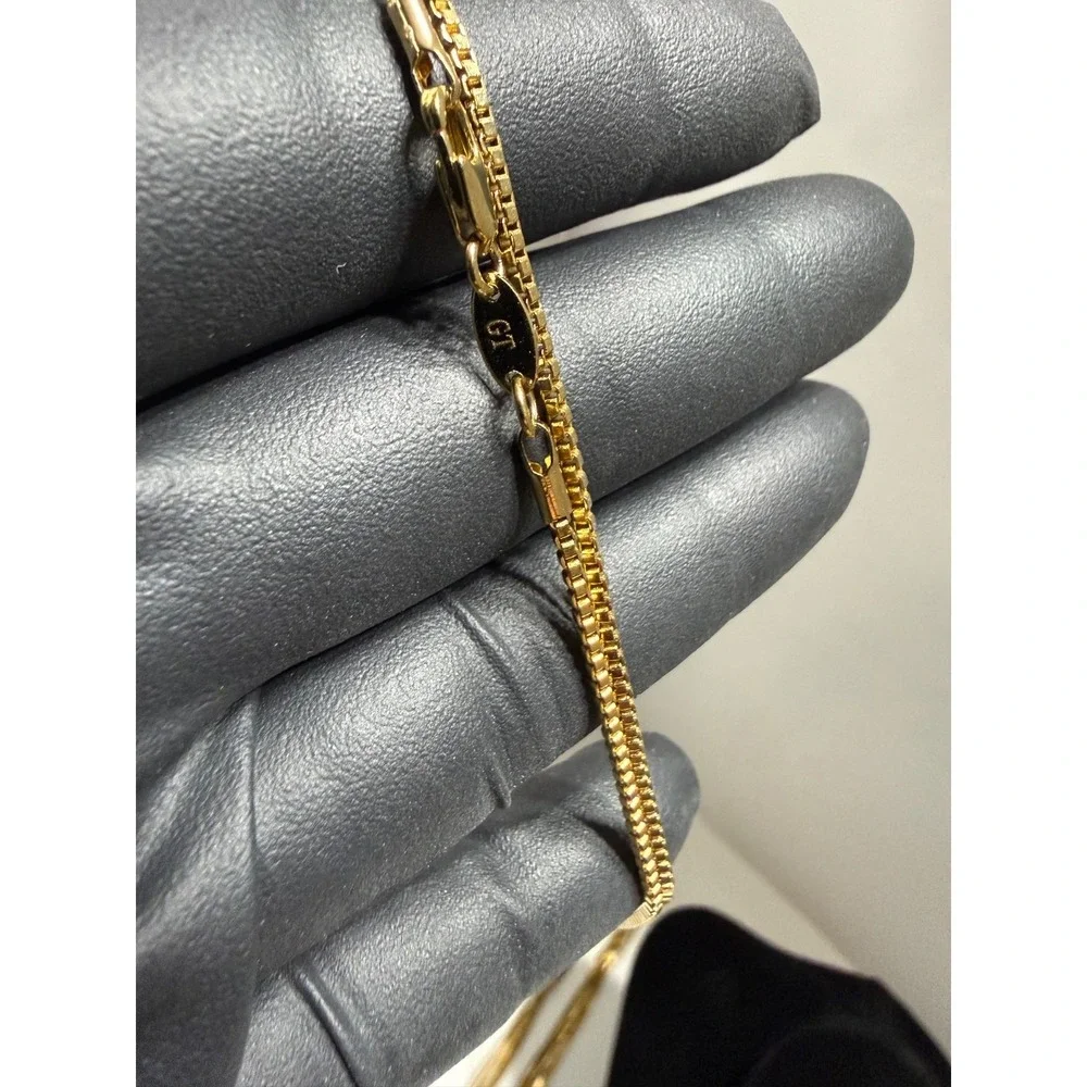 dainty box necklace chain 22 inch 1.75mm 18k gold layered lobster clasp